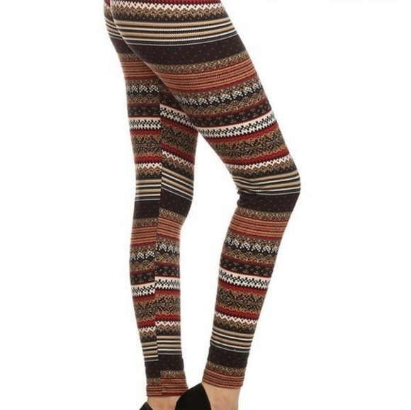 LEGGINGS DEPOT BROWN & Black Knit Print Full Length Leggings Size 12 NWT - Picture 1 of 3